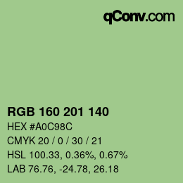 Color code: RGB 160 201 140 | qconv.com