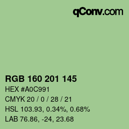 Color code: RGB 160 201 145 | qconv.com