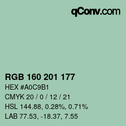 カラーコード: RGB 160 201 177 | qconv.com
