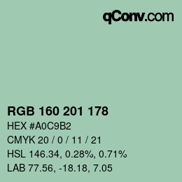 Color code: RGB 160 201 178 | qconv.com