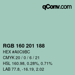 Color code: RGB 160 201 188 | qconv.com