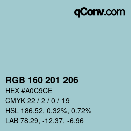 Farbcode: RGB 160 201 206 | qconv.com