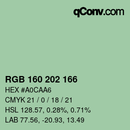 Código de color: RGB 160 202 166 | qconv.com