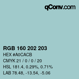 颜色代码: RGB 160 202 203 | qconv.com