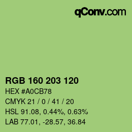 Color code: RGB 160 203 120 | qconv.com