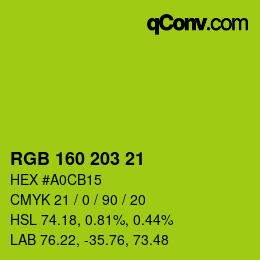 カラーコード: RGB 160 203 21 | qconv.com