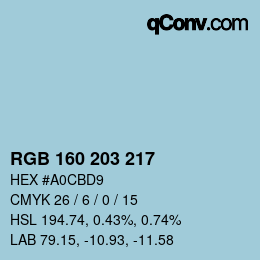 Code couleur: RGB 160 203 217 | qconv.com