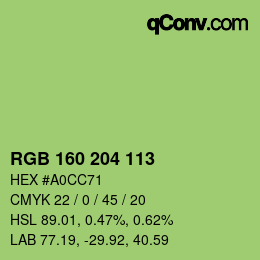 Color code: RGB 160 204 113 | qconv.com