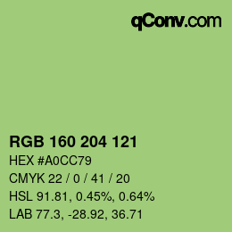 Color code: RGB 160 204 121 | qconv.com