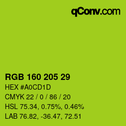 Color code: RGB 160 205 29 | qconv.com