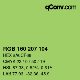 颜色代码: RGB 160 207 104 | qconv.com