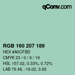 Color code: RGB 160 207 189 | qconv.com