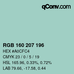 Color code: RGB 160 207 196 | qconv.com