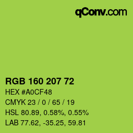 Color code: RGB 160 207 72 | qconv.com