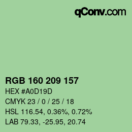 颜色代码: RGB 160 209 157 | qconv.com