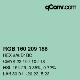 Color code: RGB 160 209 188 | qconv.com