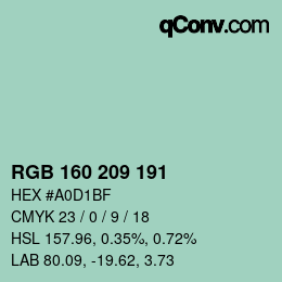 Color code: RGB 160 209 191 | qconv.com