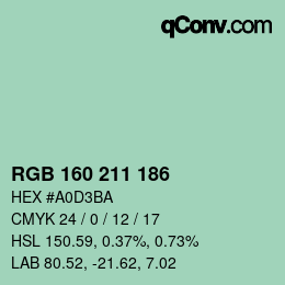 Color code: RGB 160 211 186 | qconv.com