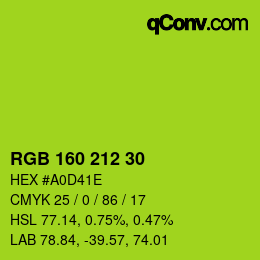 颜色代码: RGB 160 212 30 | qconv.com