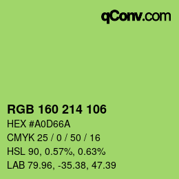 颜色代码: RGB 160 214 106 | qconv.com