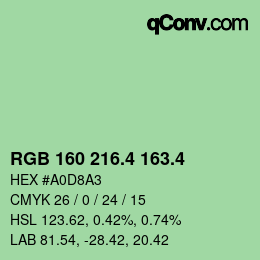 カラーコード: RGB 160 216.4 163.4 | qconv.com
