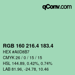 カラーコード: RGB 160 216.4 183.4 | qconv.com