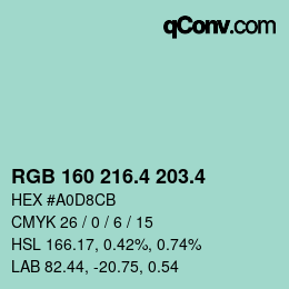 カラーコード: RGB 160 216.4 203.4 | qconv.com