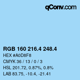 カラーコード: RGB 160 216.4 248.4 | qconv.com