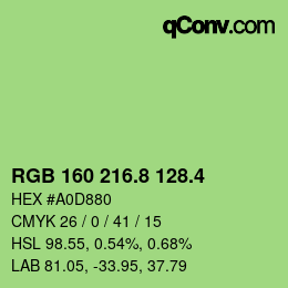 カラーコード: RGB 160 216.8 128.4 | qconv.com