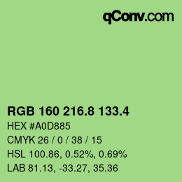 カラーコード: RGB 160 216.8 133.4 | qconv.com