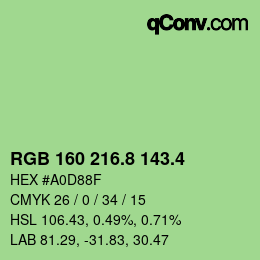 カラーコード: RGB 160 216.8 143.4 | qconv.com