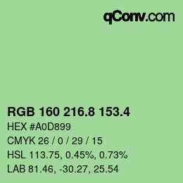カラーコード: RGB 160 216.8 153.4 | qconv.com