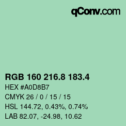 カラーコード: RGB 160 216.8 183.4 | qconv.com