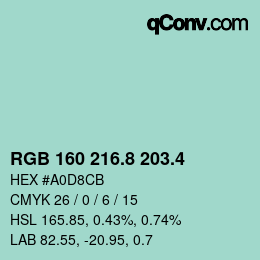 カラーコード: RGB 160 216.8 203.4 | qconv.com