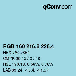 カラーコード: RGB 160 216.8 228.4 | qconv.com