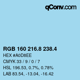 カラーコード: RGB 160 216.8 238.4 | qconv.com