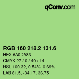 カラーコード: RGB 160 218.2 131.6 | qconv.com
