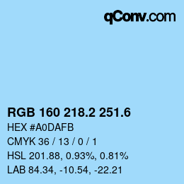 カラーコード: RGB 160 218.2 251.6 | qconv.com