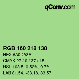 Color code: RGB 160 218 138 | qconv.com