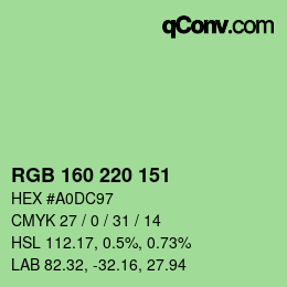 カラーコード: RGB 160 220 151 | qconv.com