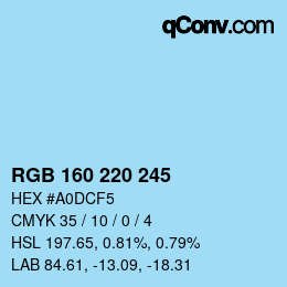 Código de color: RGB 160 220 245 | qconv.com