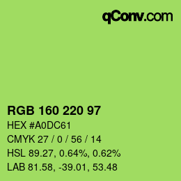 Color code: RGB 160 220 97 | qconv.com