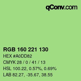 カラーコード: RGB 160 221 130 | qconv.com