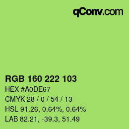 Color code: RGB 160 222 103 | qconv.com