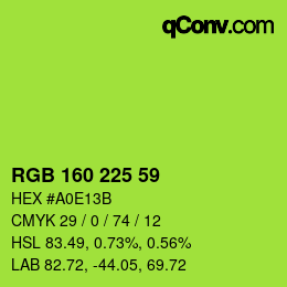 Color code: RGB 160 225 59 | qconv.com