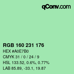 Color code: RGB 160 231 176 | qconv.com