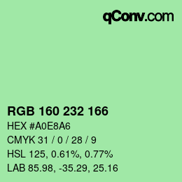 Color code: RGB 160 232 166 | qconv.com