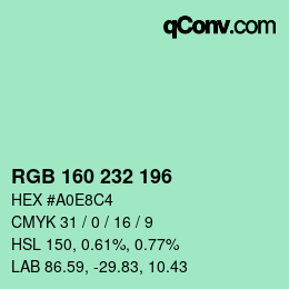 Color code: RGB 160 232 196 | qconv.com