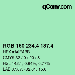 カラーコード: RGB 160 234.4 187.4 | qconv.com
