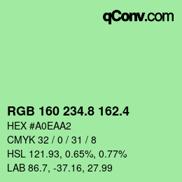 カラーコード: RGB 160 234.8 162.4 | qconv.com